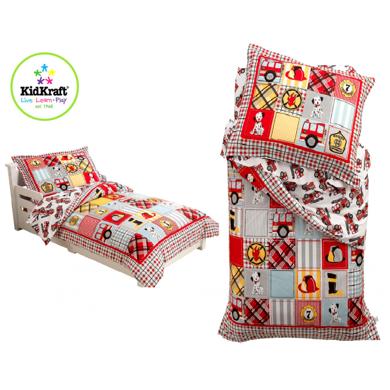 KidKraft Mikrovláknové obliečky FIRE TRUCK 100x150, 60x75 cm