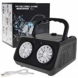 Stroj na mydlové bubliny pre deti 3+ a dospelých + 2 trysky + ventilátor + LED osvetlenie + bublinová tekutina