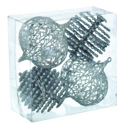 Sada štyroch strieborných vianočných ozdôb na stromček