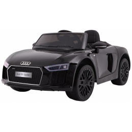 Audi R8 Spyder Batéria čierna + Diaľkové ovládanie + EVA + Pomalý štart + Rádio MP3 + LED dióda