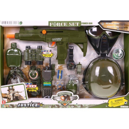 Sada vojakov pre deti 3+ Interaktívne efekty 15 el. + Prilba + Vesta + Puška + Krátka zbraň