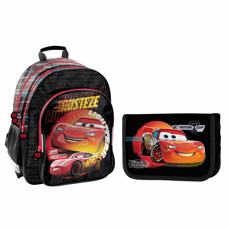 Školský set trojkomorový batoh + peračník Cars
