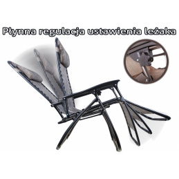 Lehátko na záhradu a pláž Čokoláda + opierka hlavy + stojan + nastavenie sklonu