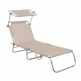 Aga Záhradné polohovacie lehátko so strieškou Béžové