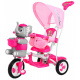 detský trojkolový bicykel Elephant Pink + zvuky + strieška + zábrana + opierka nôh + rukoväť + lyžiny + úložný priestor
