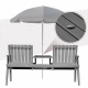 Aga Záhradná lavica so stolíkom 152x70x83 cm Sivá