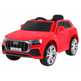 Audi Q8 Zdvíhač pre deti batéria Červená + Diaľkové ovládanie + EVA + Pomalý štart + MP3 USB + LED dióda