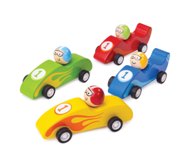 Bigjigs Toys Farebné drevené závodné auto 1ks