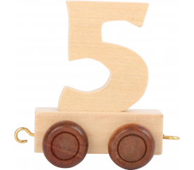 Vagónik drevenej vláčikodráhy - prírodná číslica - číslo 5