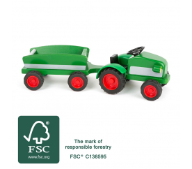Small Foot Drevený traktor s vlečkou zelený