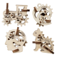 Ugears 3D drevené mechanické puzzle 4 mechanické prívesky Charakterové symboly