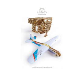 Ugears 3D drevené mechanické puzzle Vystreľovacie lietadlo