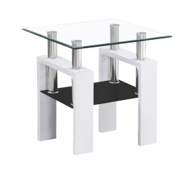 Signal Konferenčný stôl LISA D 60x60 cm Sklo/Biela Lak