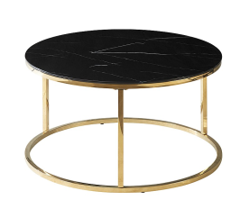 Signal Konferenčný stôl SABINE  ?  80 cm s efektom čierneho mramoru Čierna/Zlatá