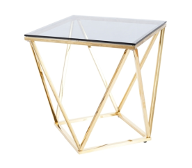 Signal Konferečný stôl SILVER B 50x50 cm dymové Sklo/Zlatá