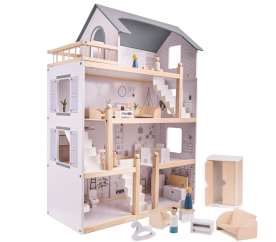 Aga Drevený domček pre bábiky s nábytkom 80cm