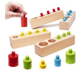 Aga Montessori drevené valcové závažie Farebné