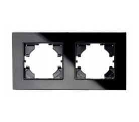 Dvojitý sklenený rámček pre zásuvku - čierny