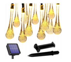 LED solárna reťaz - 30x LED žiarovka - IP44 - 5m