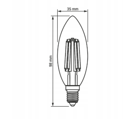 LED žárovka filament - E14 - 6W - svíčka - teplá bílá