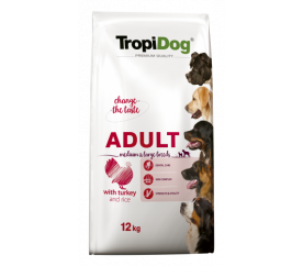 TropiDog Premium Adult M&L krocan s rýží 12kg