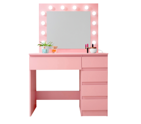 Aga Toaletný stolík so zrkadlom a osvetlením Ružový