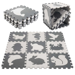 Aga Kontrastné penové Puzzle 85 cm x 85 cm 9 dielov Čierno-biele