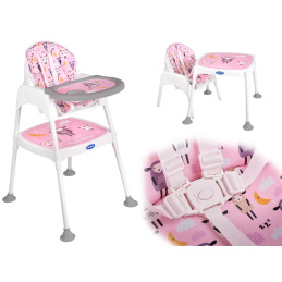 Aga Detská jedálenská stolička 3v1 ružová