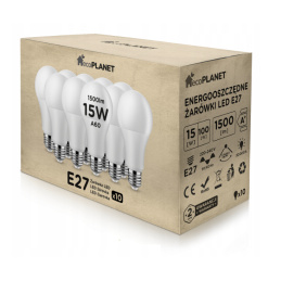 10x LED žiarovka ecoPLANET - E27 - A60 - 15W - 1500Lm - neutrálna biela