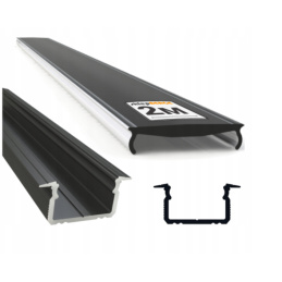 Hliníkový profil pre LED pásky OXI-Zx zapustený 2m čierny + čierny difúzor
