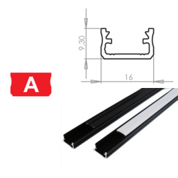 Hliníkový Profil pre LED pásiky A Povrchový Čierny 1m