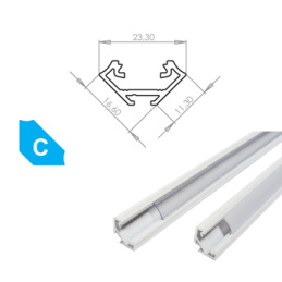 Hliníkový Profil pre LED pásiky C Rohový Lakovaný biely 1m