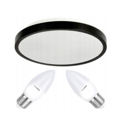 Stropné LED svietidlo LARI-R BLACK - 2xE27 IP20 + 2x E27 10W sviečka - teplá biela
