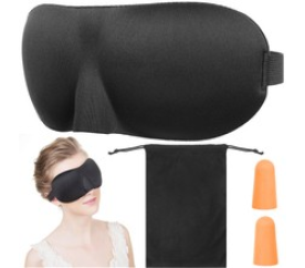 Maska na spanie 3D + špunty do uší Čierna ISO