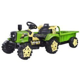 Elektrický traktor s prívesom PA0234 Zelený