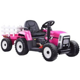 Elektrický traktor s prívesom a diaľkovým ovládaním PA0242 Ružový