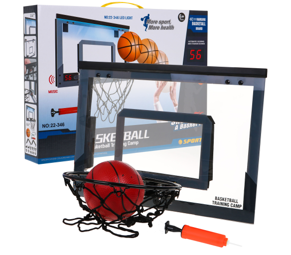 Interaktywny zestaw do gry w koszykówkę dla dzieci 6+ Tablica z licznikiem + piłka + pompka