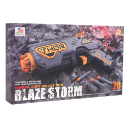 Manulany Pistolet Blaze Storm dla dzieci 8+ Szary + 20 Bezpiecznych Pocisków + Mechanizm Sprężynowy