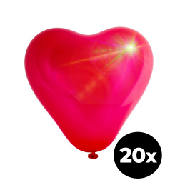 Aga4Kids Latexový balónik Srdce s LED diódou Červený 25 cm 20 ks