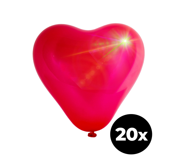 Aga4Kids Latexový balónik Srdce s LED diódou Červený 25 cm 20 ks